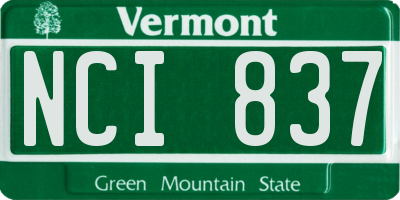 VT license plate NCI837