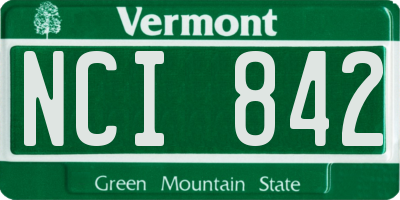 VT license plate NCI842