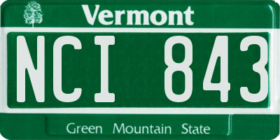VT license plate NCI843