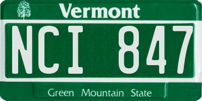 VT license plate NCI847