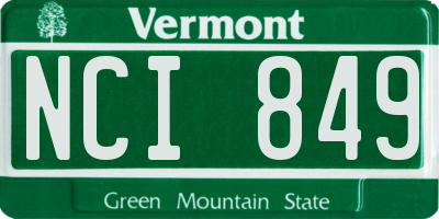 VT license plate NCI849