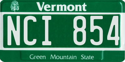 VT license plate NCI854