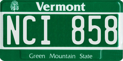 VT license plate NCI858