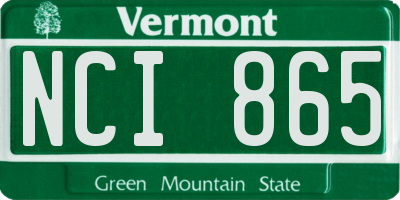 VT license plate NCI865
