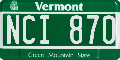 VT license plate NCI870