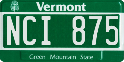 VT license plate NCI875