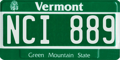 VT license plate NCI889