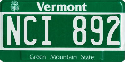 VT license plate NCI892