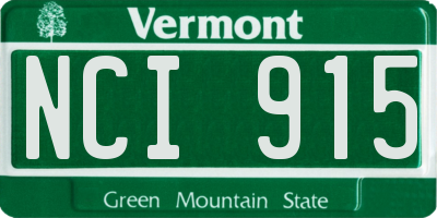 VT license plate NCI915