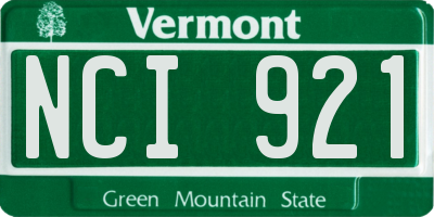 VT license plate NCI921