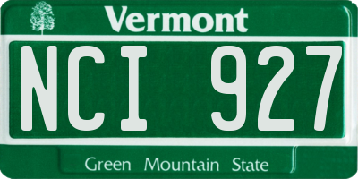 VT license plate NCI927