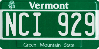 VT license plate NCI929