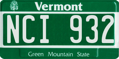 VT license plate NCI932