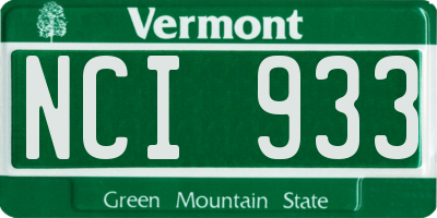 VT license plate NCI933
