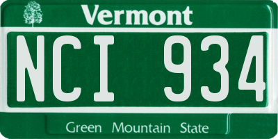 VT license plate NCI934