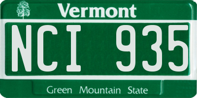 VT license plate NCI935