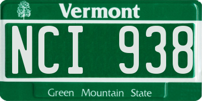 VT license plate NCI938