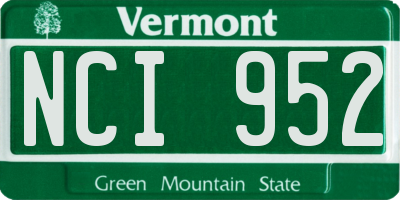 VT license plate NCI952