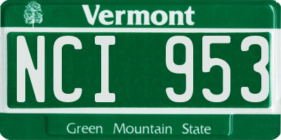 VT license plate NCI953