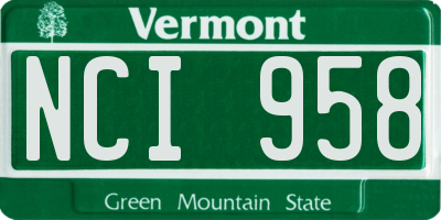 VT license plate NCI958