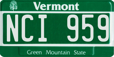 VT license plate NCI959