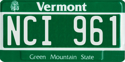 VT license plate NCI961