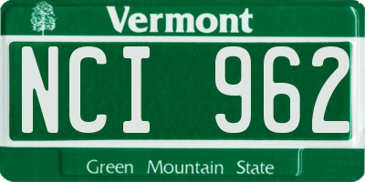 VT license plate NCI962