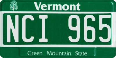 VT license plate NCI965