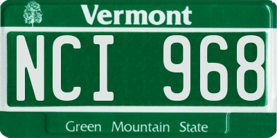 VT license plate NCI968