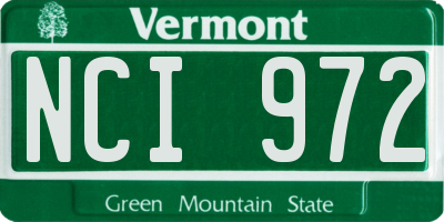 VT license plate NCI972