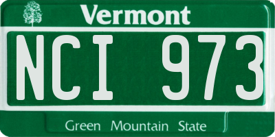VT license plate NCI973