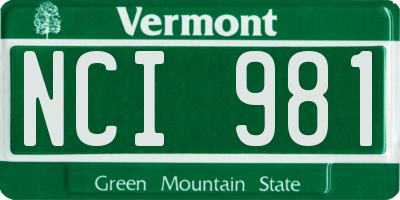 VT license plate NCI981