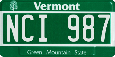 VT license plate NCI987