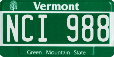 VT license plate NCI988