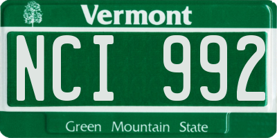 VT license plate NCI992