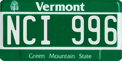 VT license plate NCI996