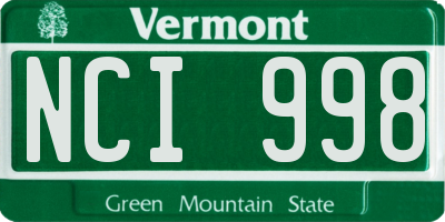 VT license plate NCI998