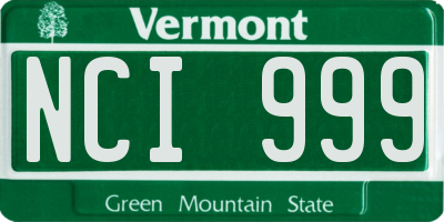 VT license plate NCI999