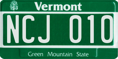 VT license plate NCJ010