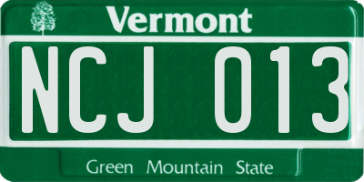 VT license plate NCJ013