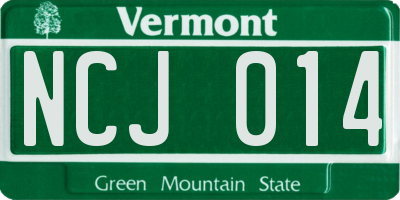 VT license plate NCJ014