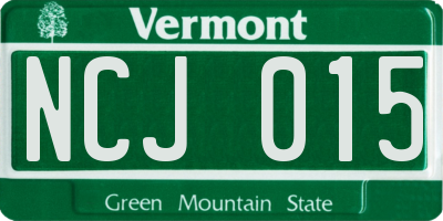 VT license plate NCJ015