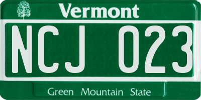 VT license plate NCJ023