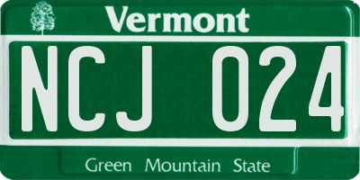 VT license plate NCJ024