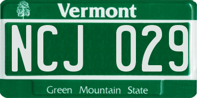 VT license plate NCJ029