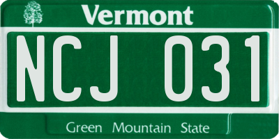 VT license plate NCJ031