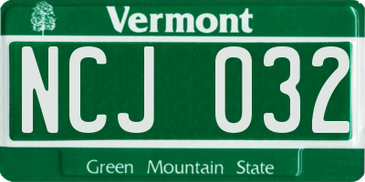 VT license plate NCJ032