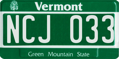 VT license plate NCJ033