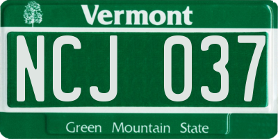 VT license plate NCJ037