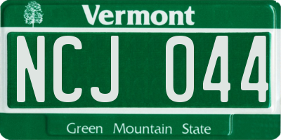 VT license plate NCJ044